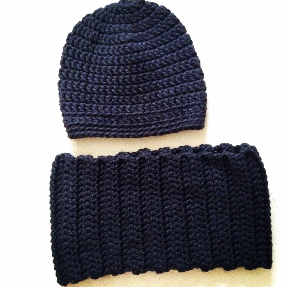 Handmade Crochet Beanie and Cowl Set